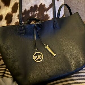 BCBG Black Pebbled Leather Tote